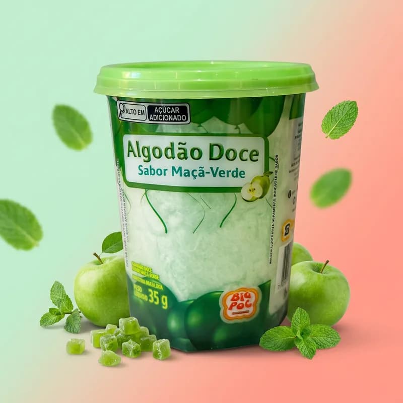 Algodão Doce Sabor Maçã-Verde
